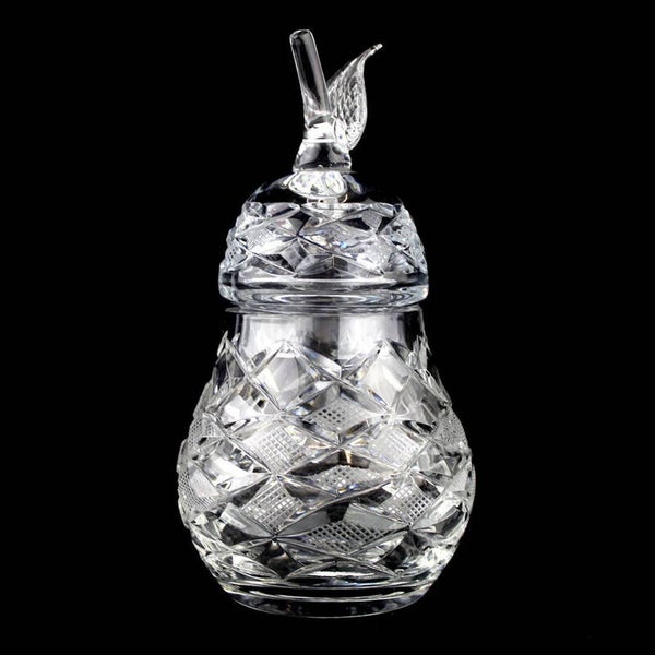 Pot met deksel van kristal peervormig  jam- of honingpot