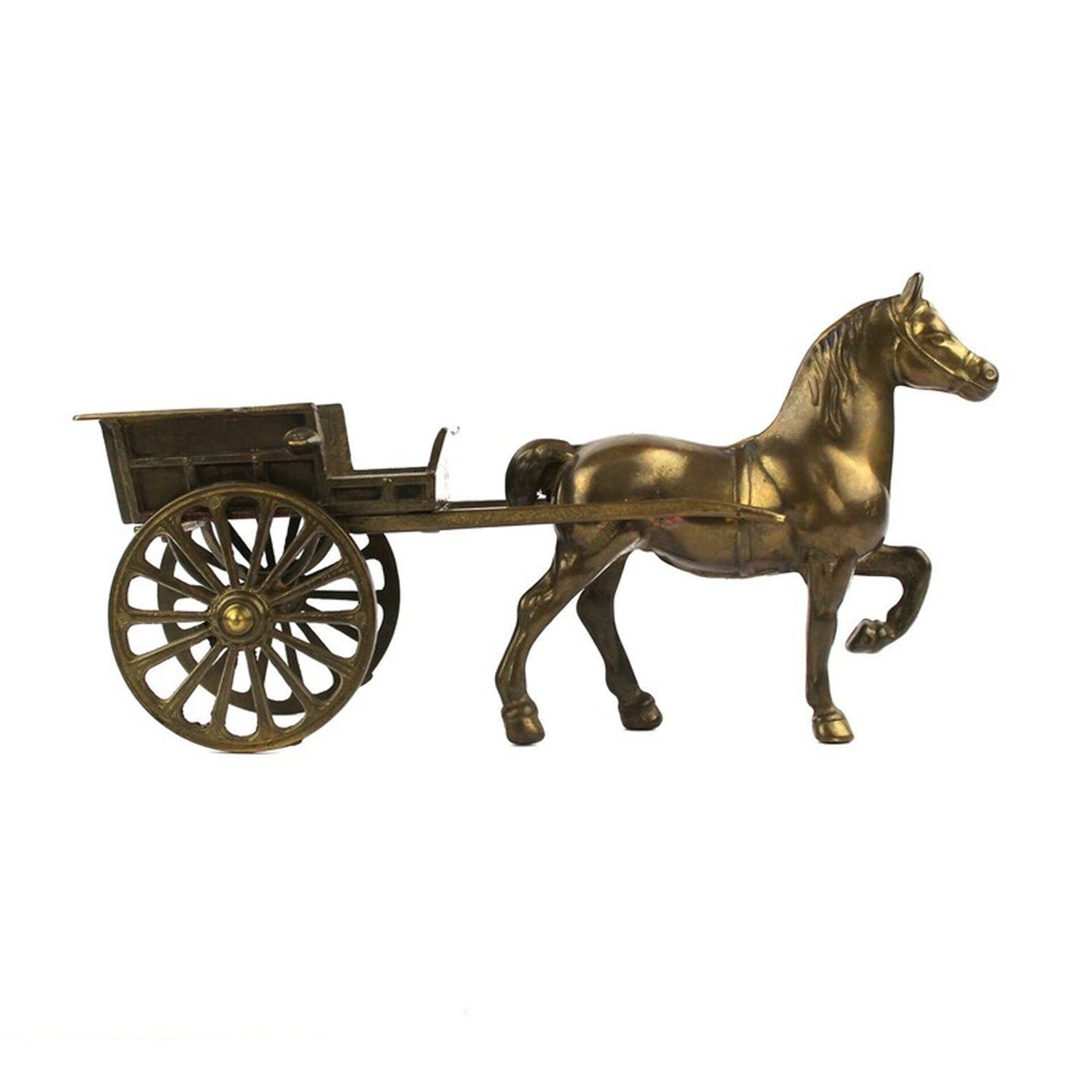 Messing paard met kar