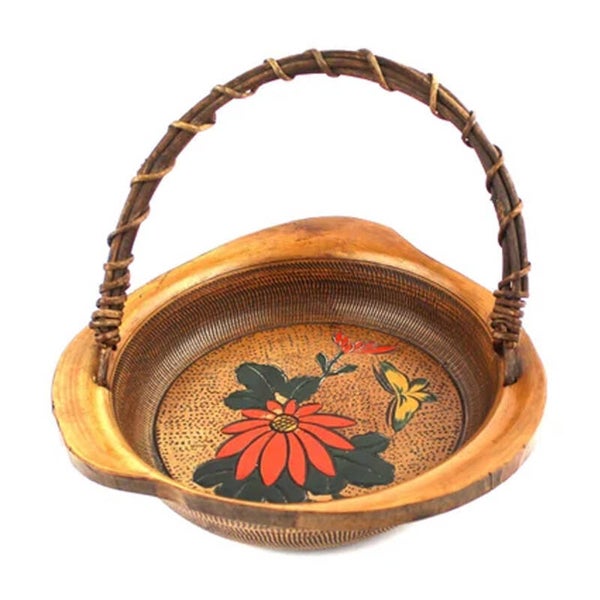 Schaal met rieten hengsel  Amsterdamse School 30's