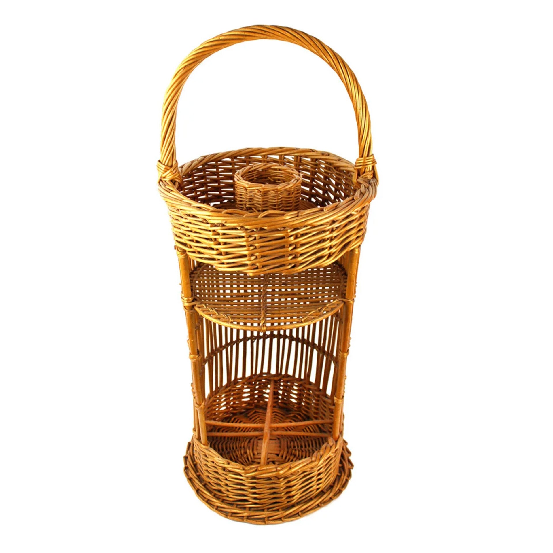 Rotan home bar met flessenrek en glazenhouders