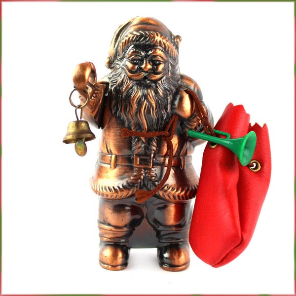 Kerstman aansteker metalen torch met bel, trompet & cadeau zak