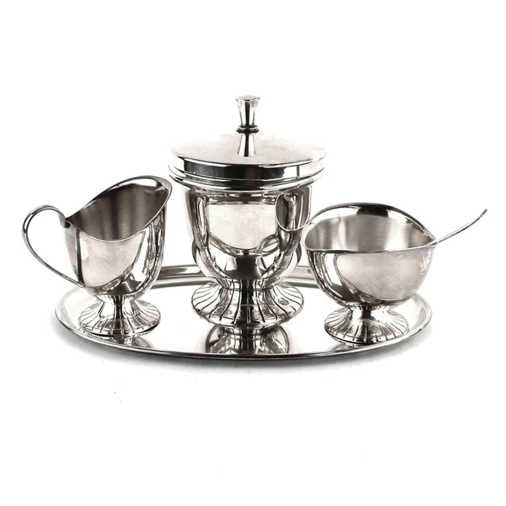 Herbert Hooijkaas Empire roomstel op dienblad verzilverd  Douwe Egberts