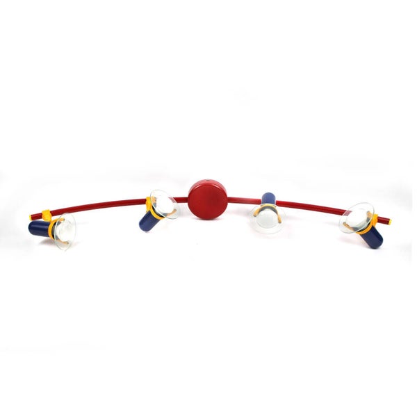Plafondlamp Memphis Style met 4 spots rood blauw geel