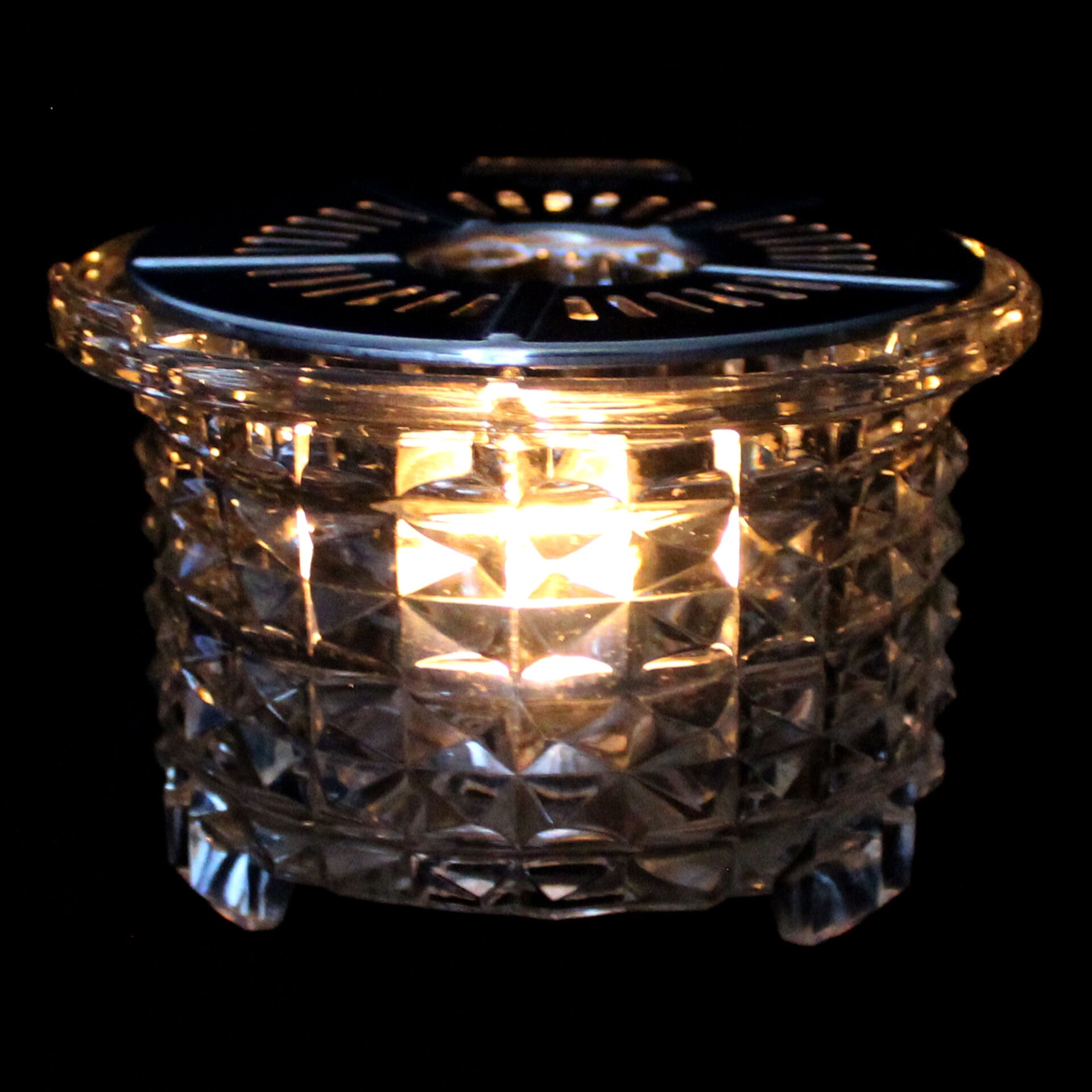 Douwe Egberts  rechaud theelichthouder van glas en RVS