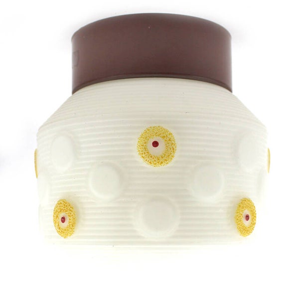 Plafondlamp wit  matglas met gele bloemen jaren 50