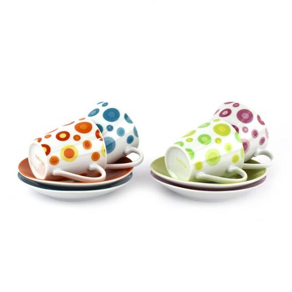 Yves Rocher koffiekopjes met schotels jaren 70 ongebruikt in doos