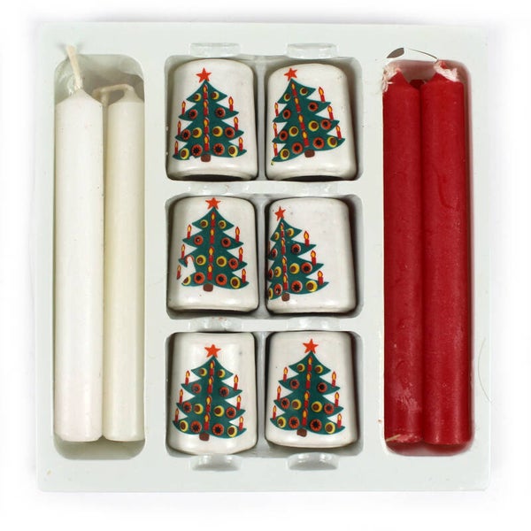 6 mini kandelaars kerstboom decor met 6 kaarsen