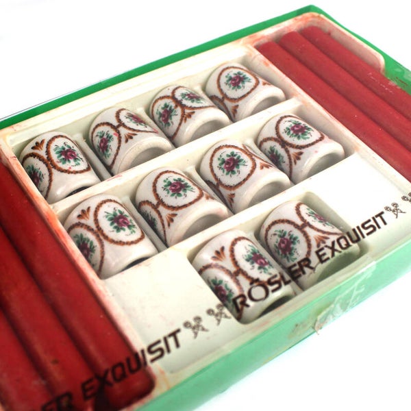 10 mini kandelaars boeket decor met 10 rode kaarsen Rösler Exquisit