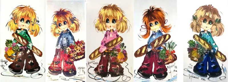 schilderijen  met grote ogen seventies