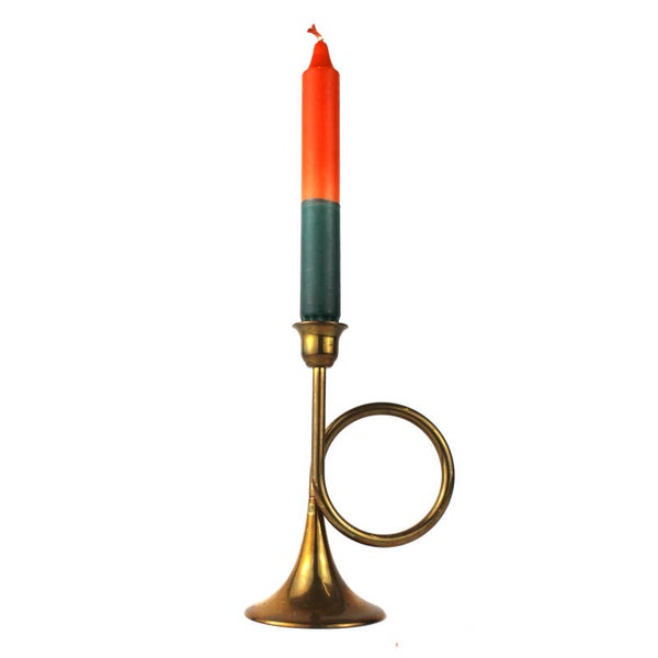 Kandelaar messing in hoorn vorm  Silvestri met gratis dip dye kaars