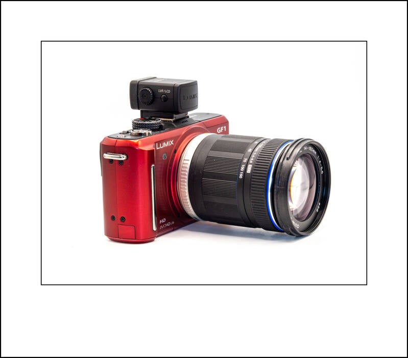 Panasonic DMC-GF1 with the LVF1 mounted.