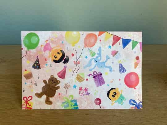 Verjaardagskaart (roze / grijs ) - Karchi hasimentu di aña (ros / shinishi)