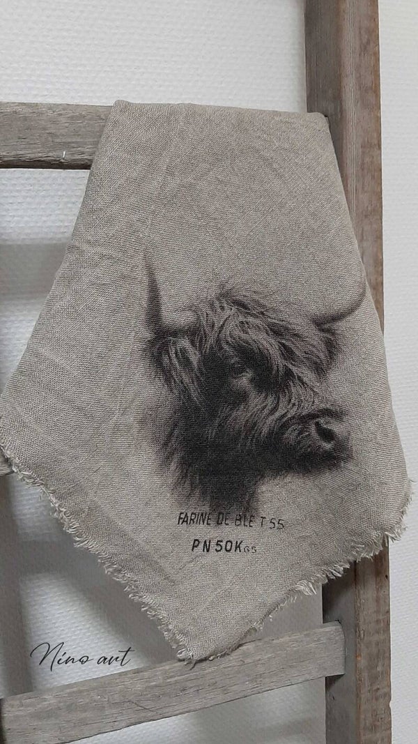 Shabby Doek 'Schotse Hooglander - donker'