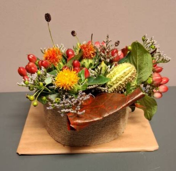 Bloementaart Herfst Met Jute