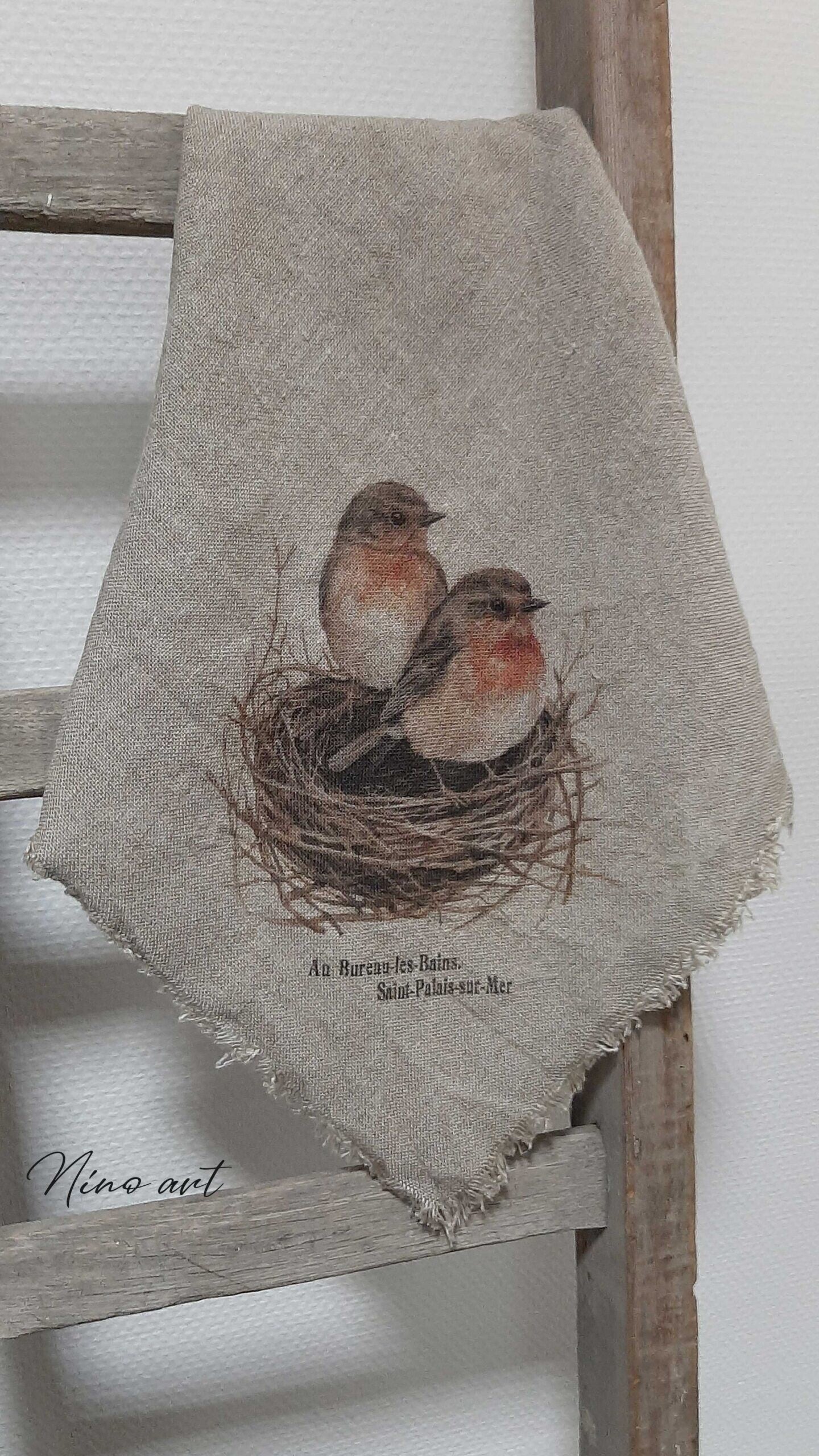 Shabby Doek 'Roodborstje nestje'
