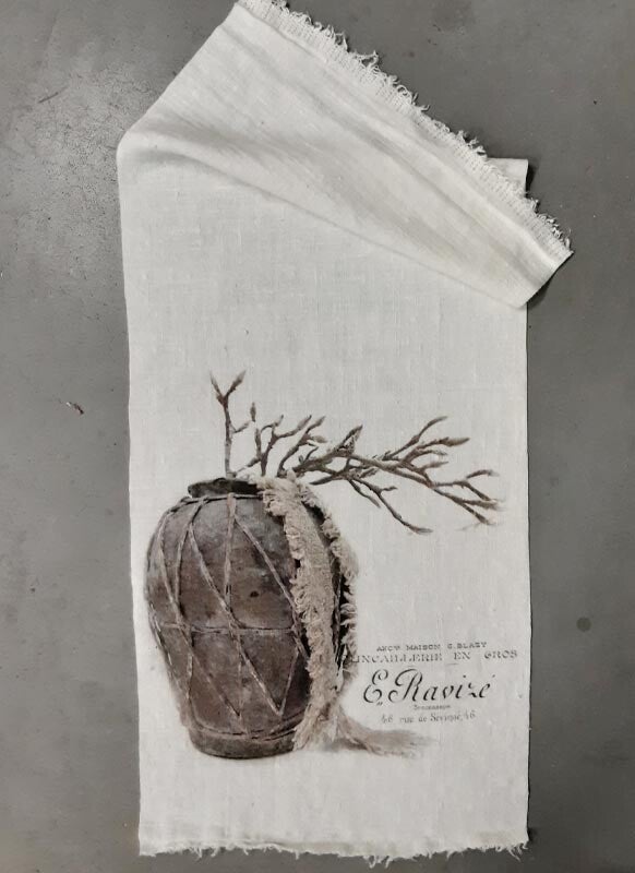 Shabby Doek 'Off-White Vaas Magnoliatakken'