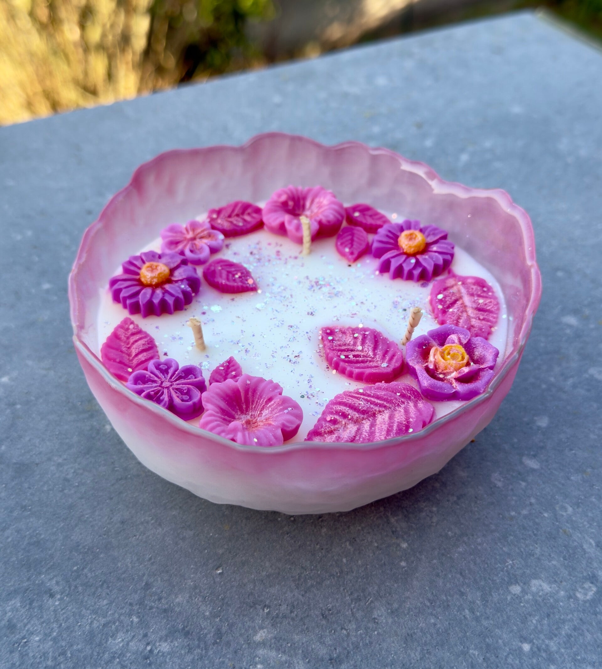 Bougie petit centre de table 250g Yummy pink