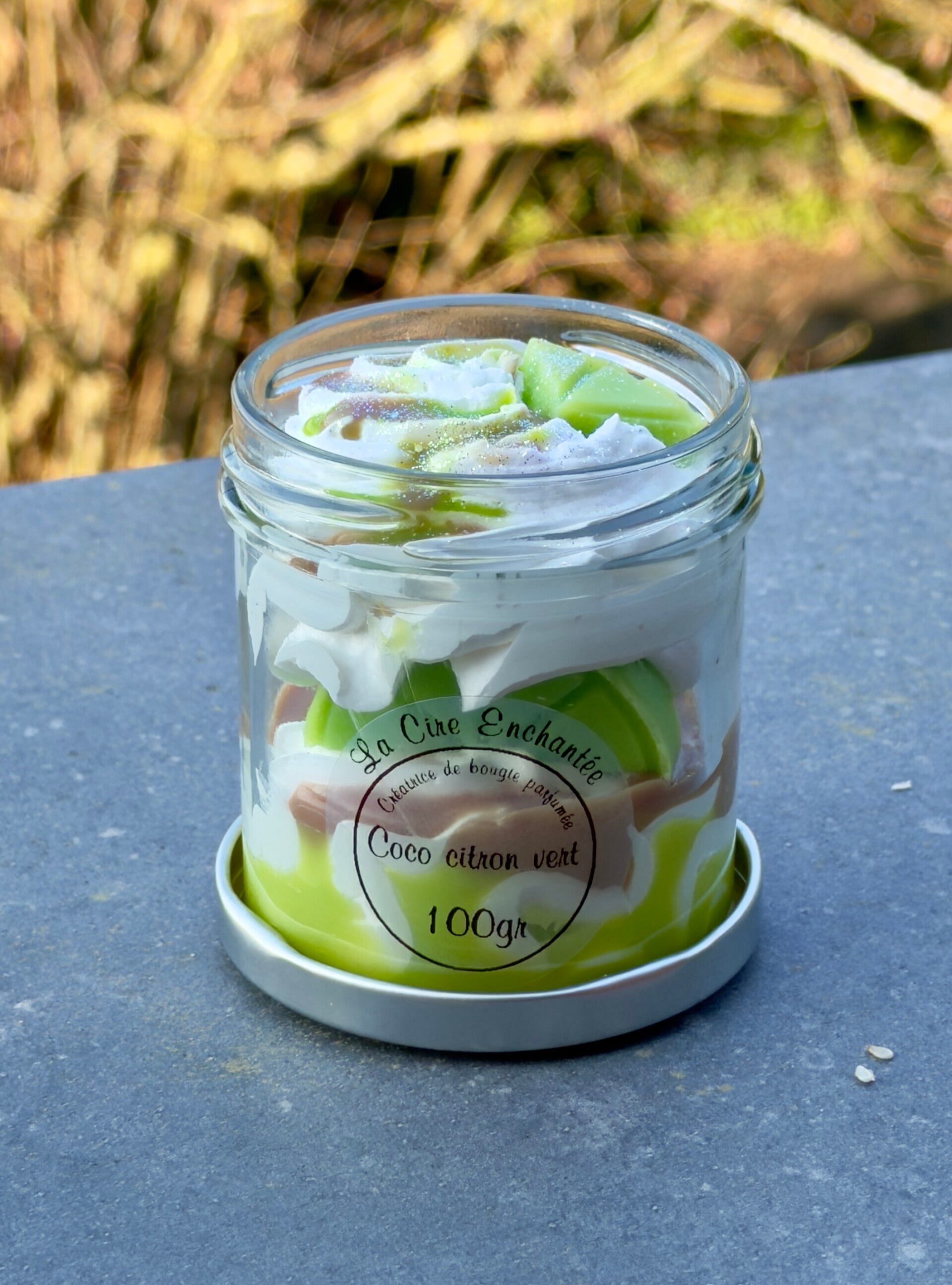 Bougie gourmande pot fermoir coco citron vert