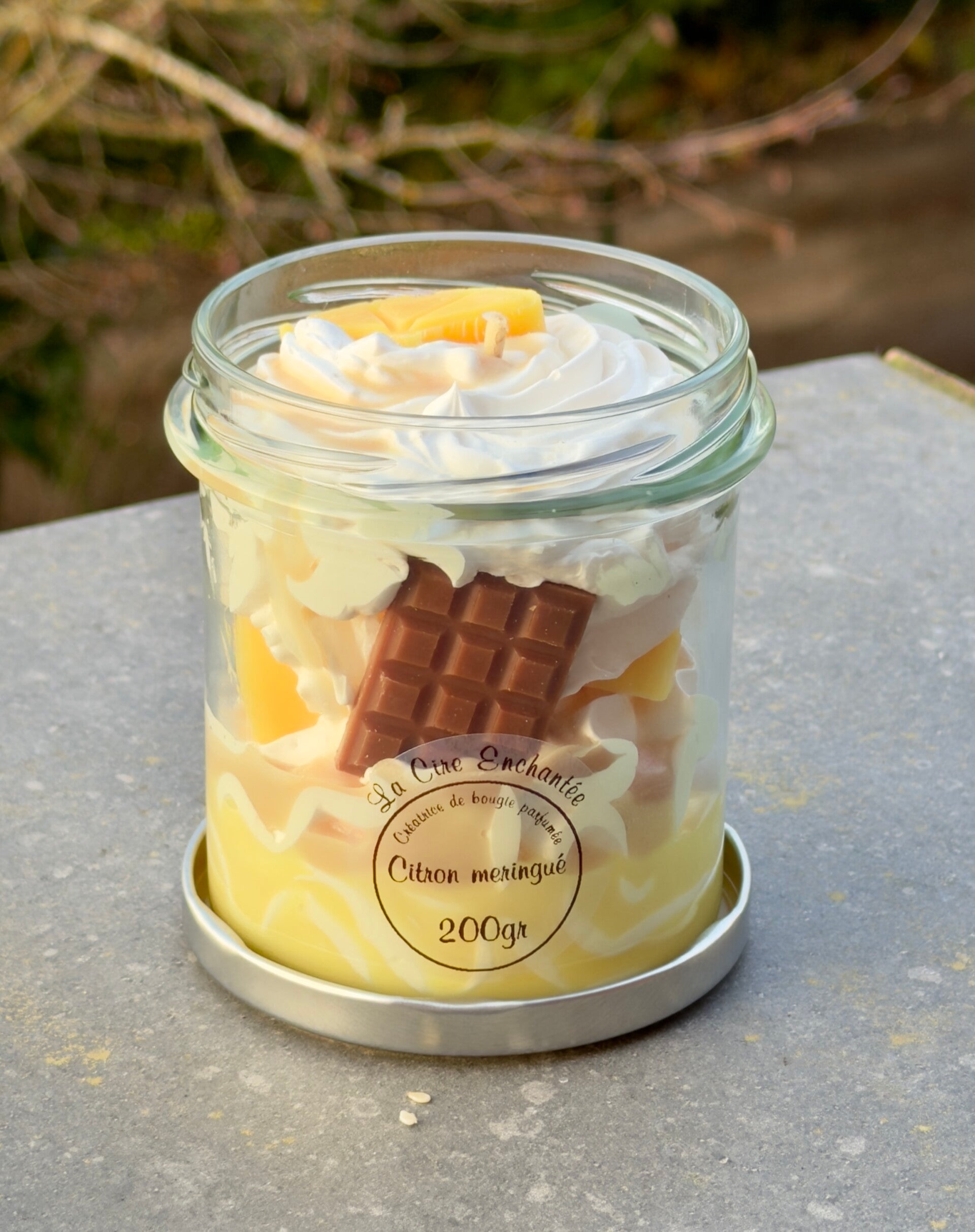 Bougie gourmande pot fermoir citron meringué