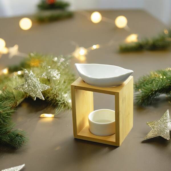 Brûle parfum ( bois et céramique blanc )