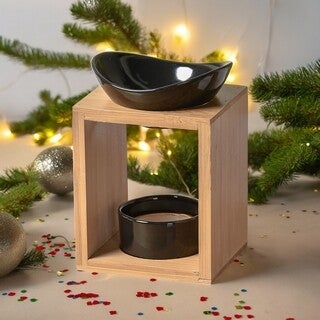 Brûle parfum ( bois et céramique noir )