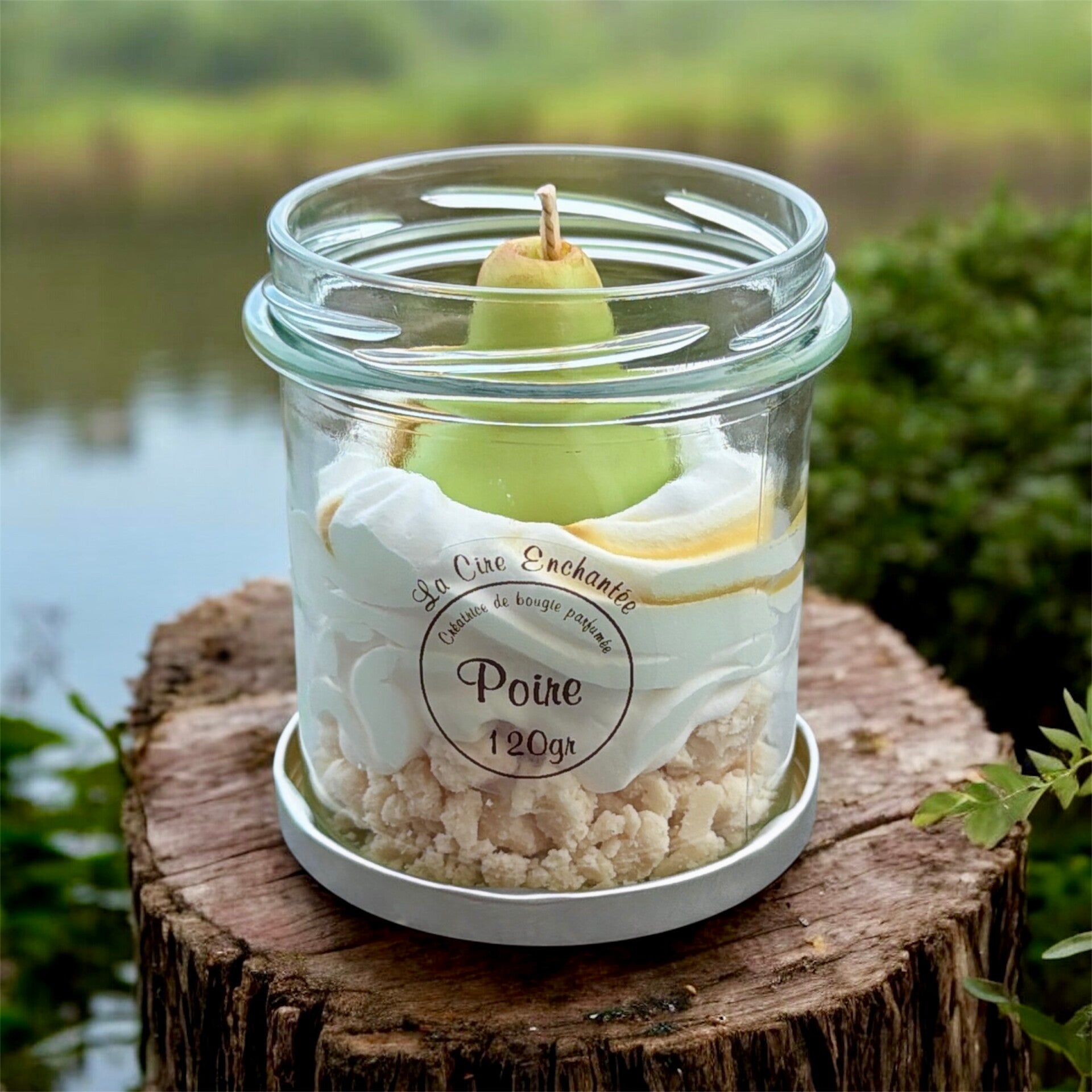 Bougie gourmande pot fermoir 120gr poire