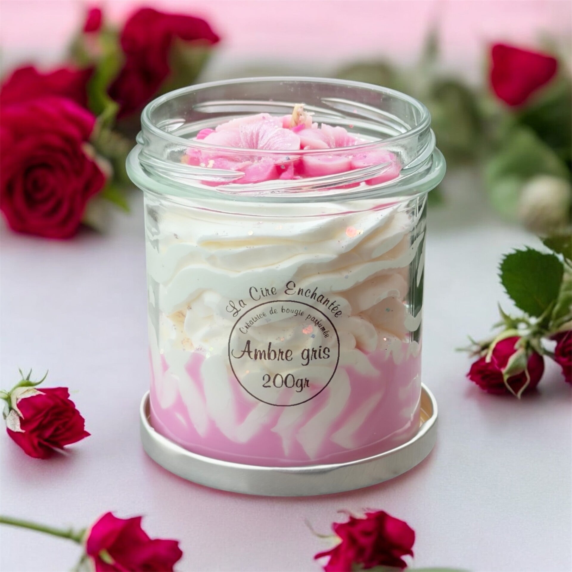 Bougie gourmande pot fermoir 200gr ambre gris
