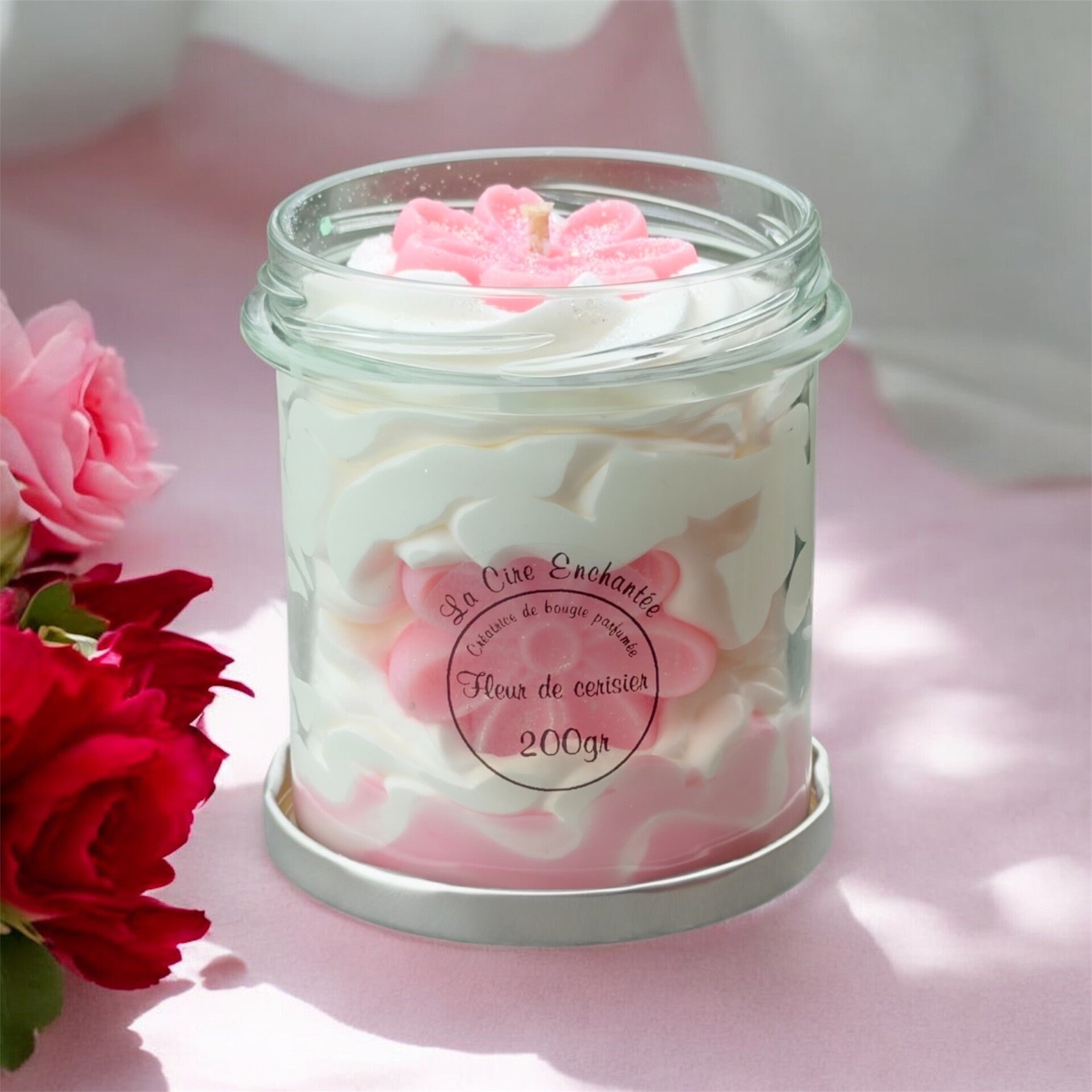 Bougie gourmande pot fermoir 200gr fleur de cerisier
