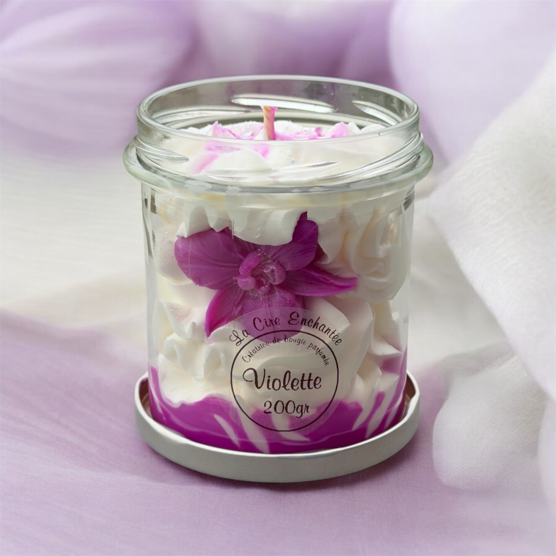 Bougie gourmande pot fermoir 200gr violette