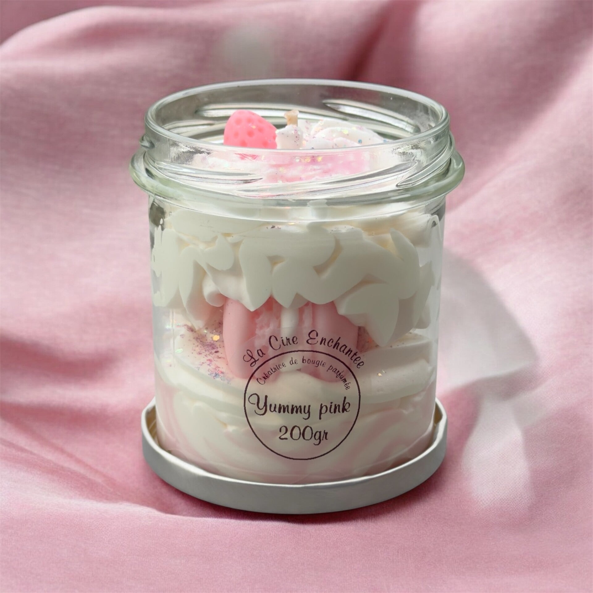 Bougie gourmande pot fermoir 200gr yummy pink