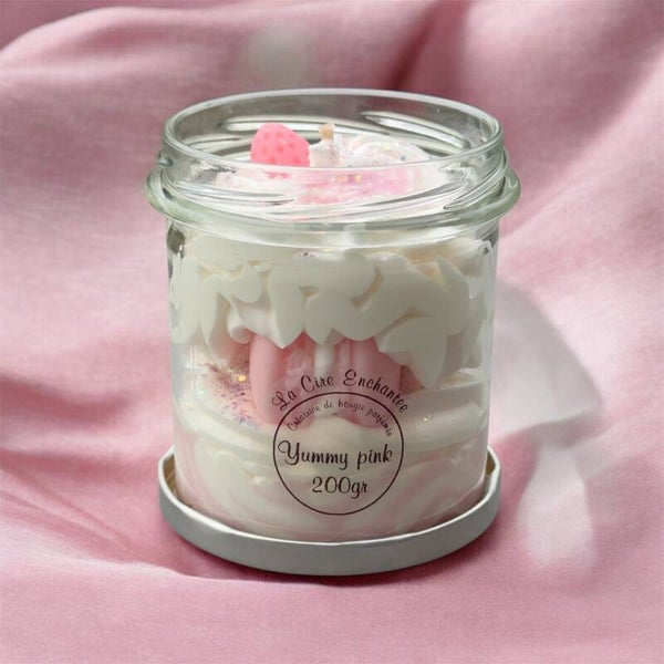 Bougie gourmande pot fermoir 200gr yummy pink