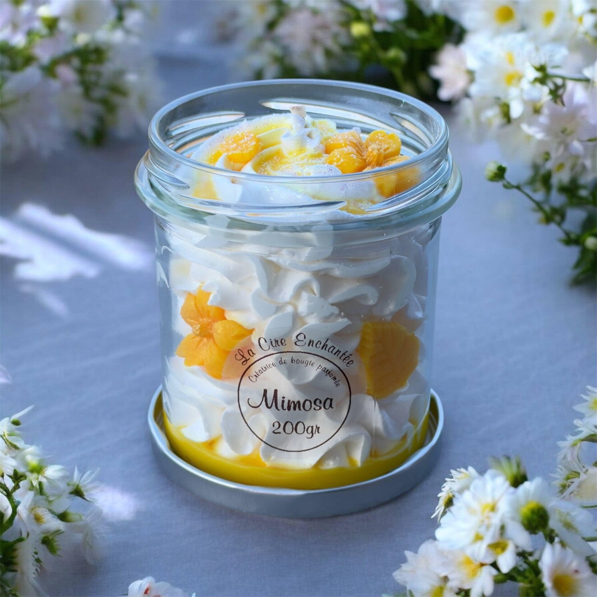 Bougie gourmande pot fermoir 200gr mimosa