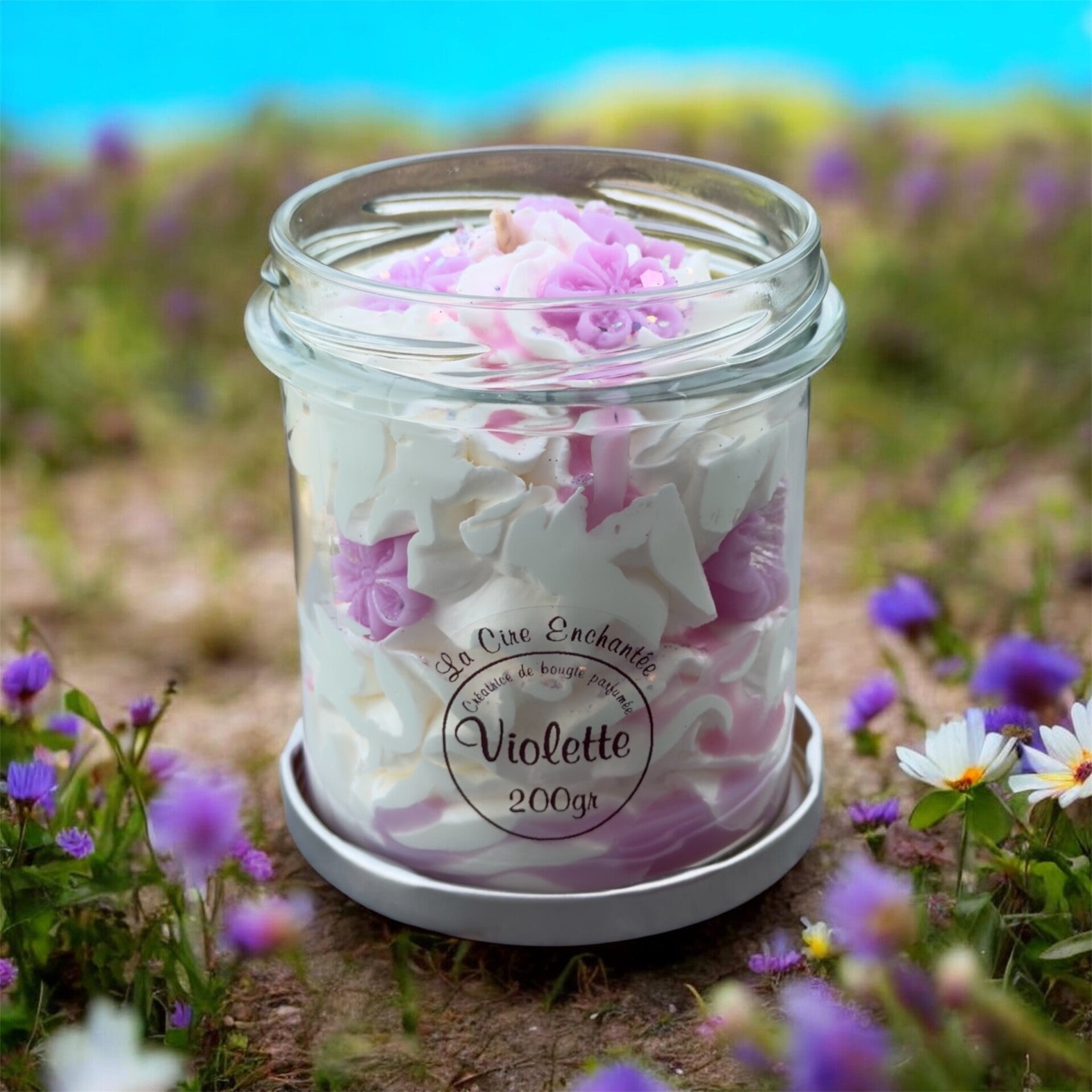 Bougie gourmande pot fermoir 200gr violette