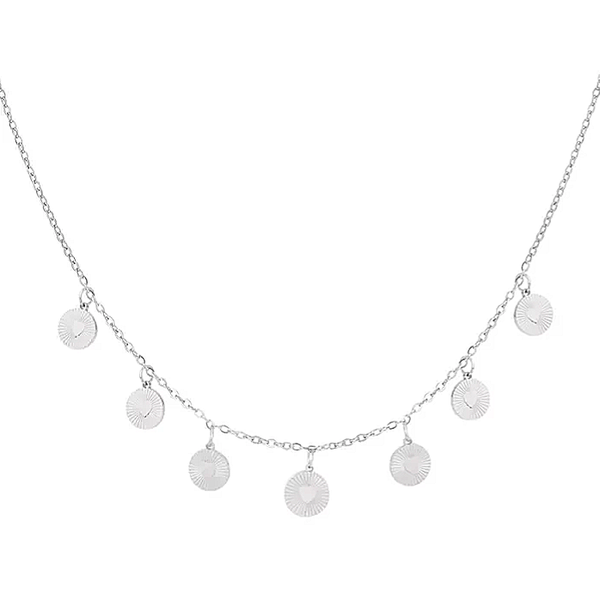 Hartjes coins ketting zilver