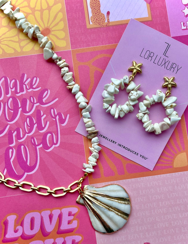 Natuursteen schelp ketting