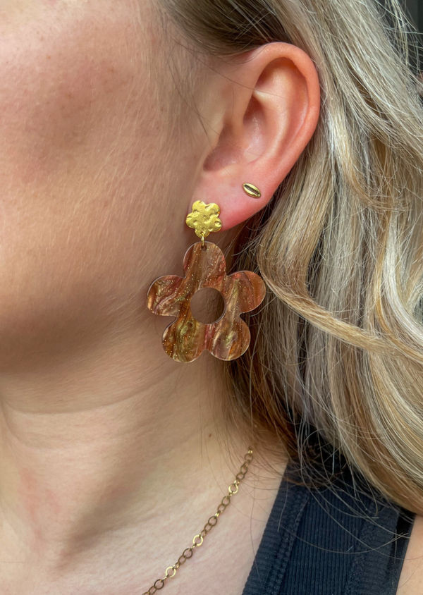 Golden blossom oorbellen