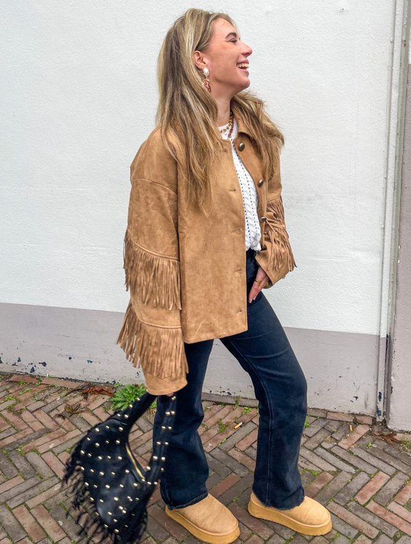 Suede franje jas