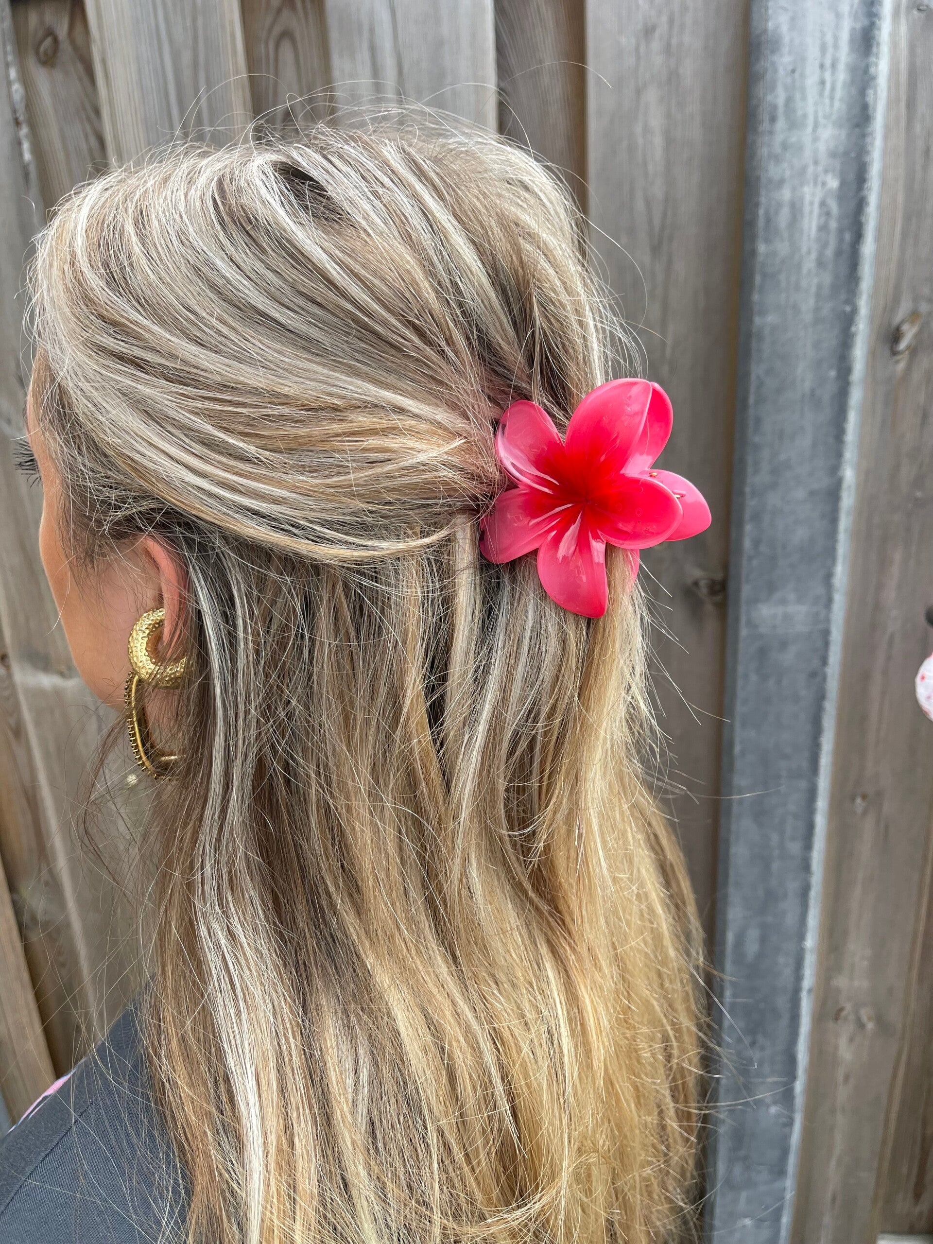 Haarklem Flower neon pink