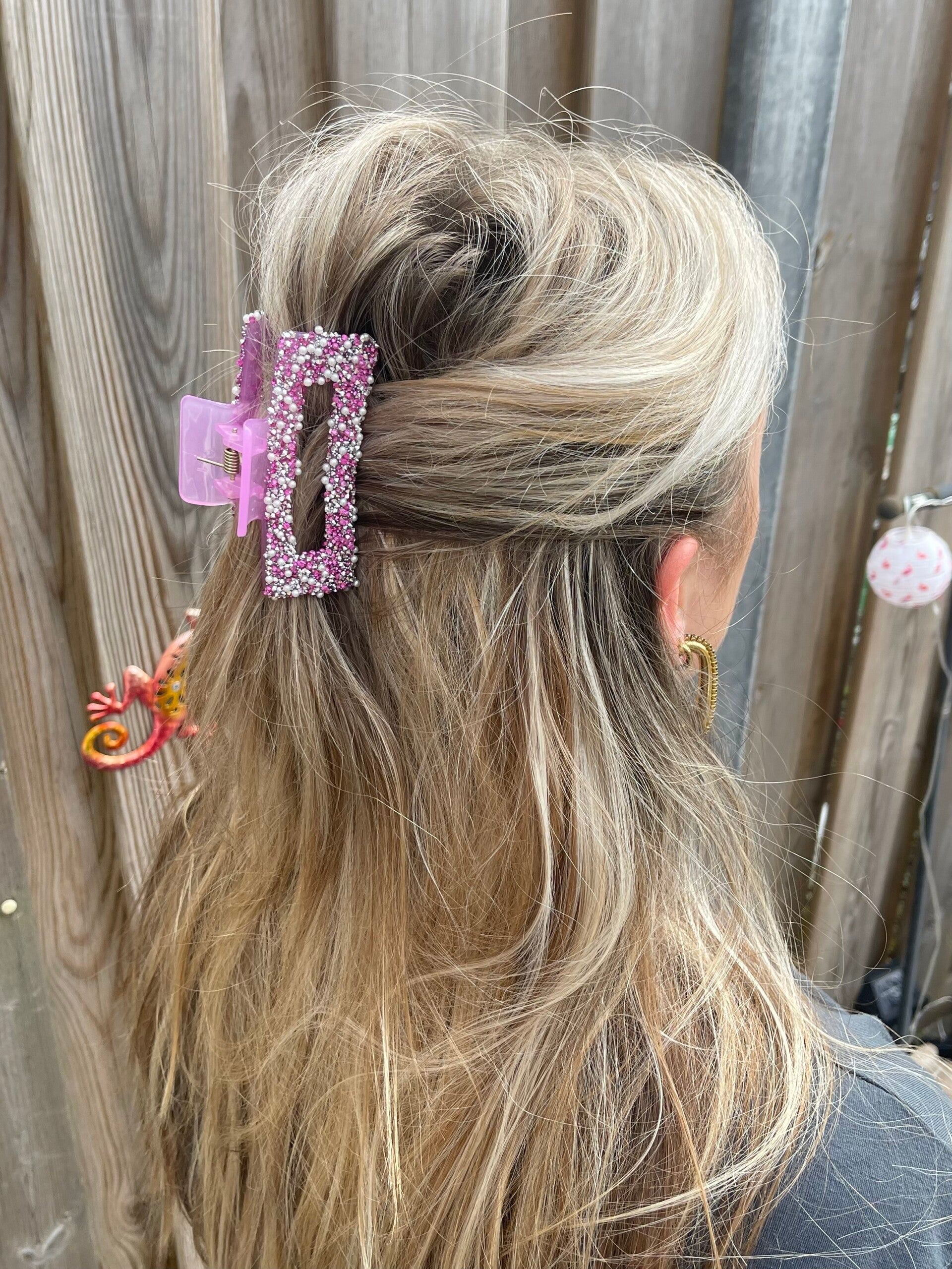 Haarklem glitter-parels paars