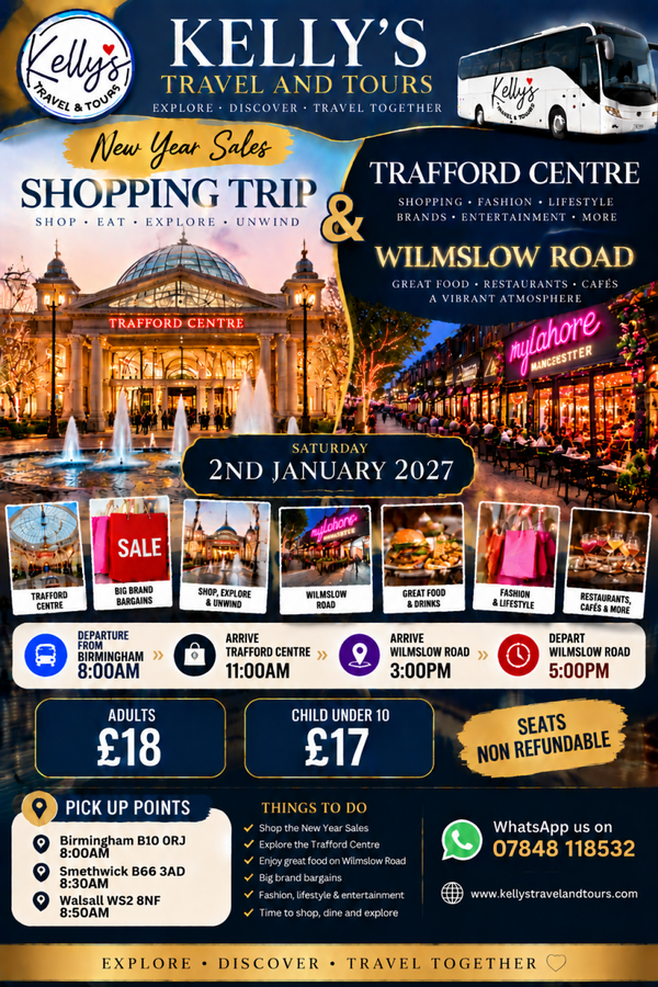 New year sales shopping trip to Trafford Centre. (Adult)