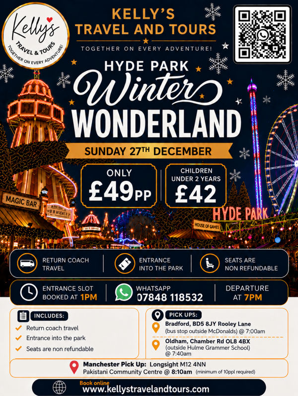Winter Wonderland Hyde Park Bradford/Oldham  Sunday 27th December with entrance included (Child under 2)