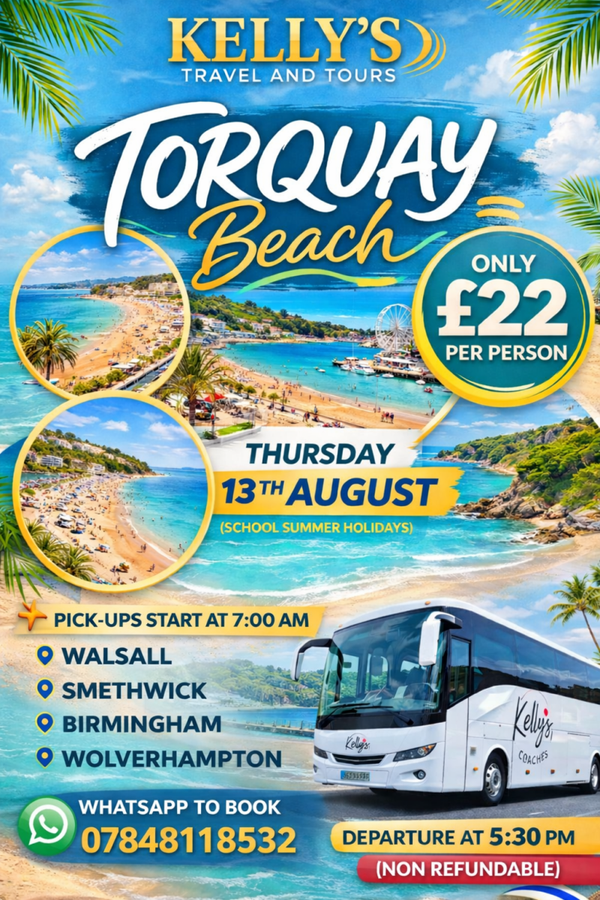 A Beach Trip to Torquay 13th August (West Midlands)