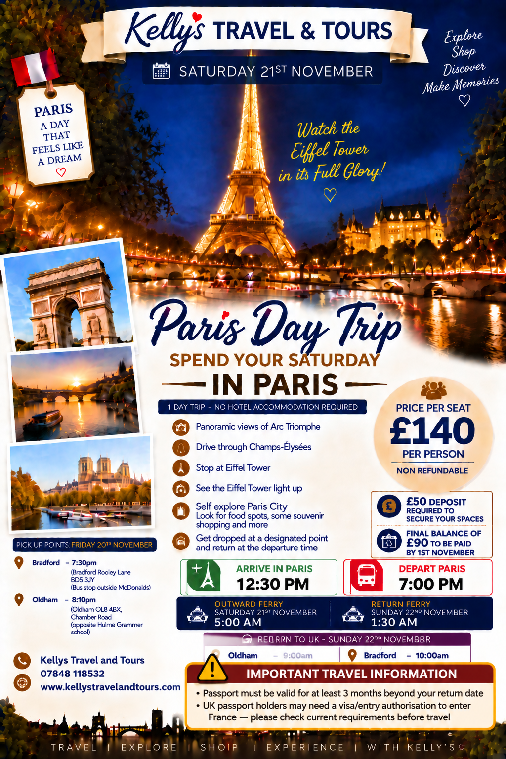Paris Day Dash Saturday 21st November (Bradford & Oldham)