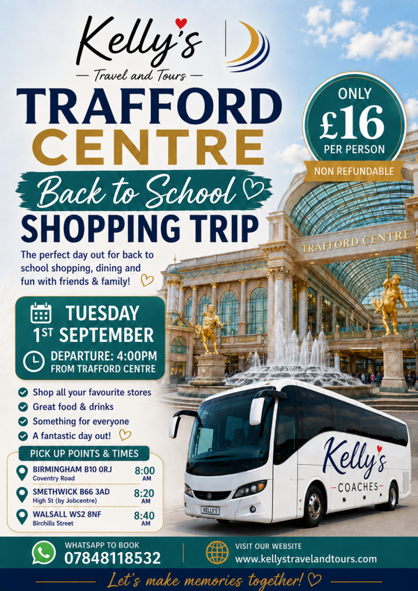 Trafford Centre Shopping Trip Tuesday 1st September