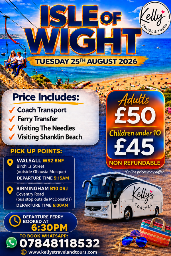 Day trip to Isle of Wight Tuesday25th August (Adult)