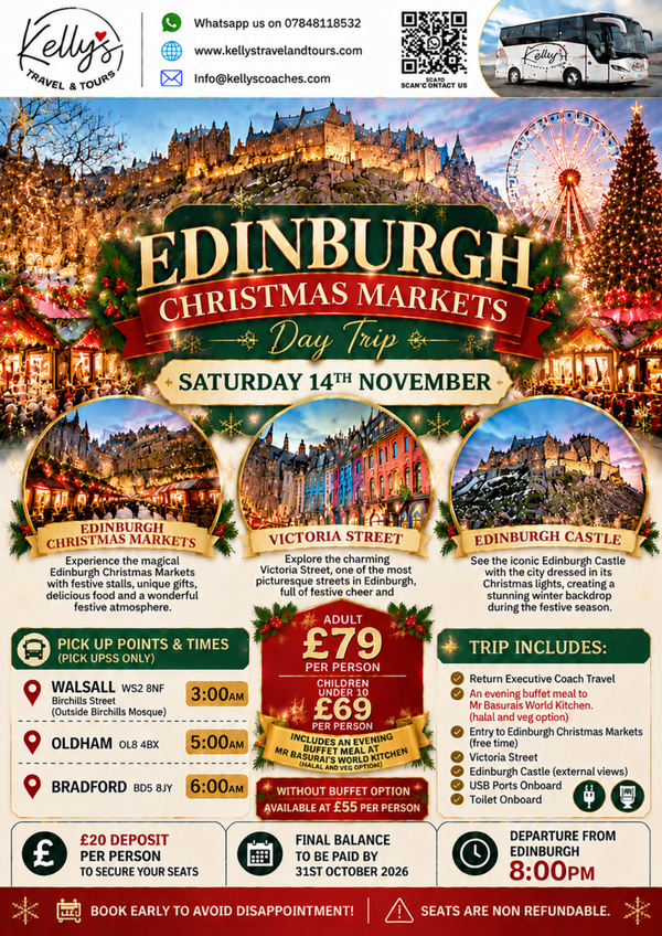 Edinburgh Chritsmas Market Saturday 14th November (Buffet not Included)