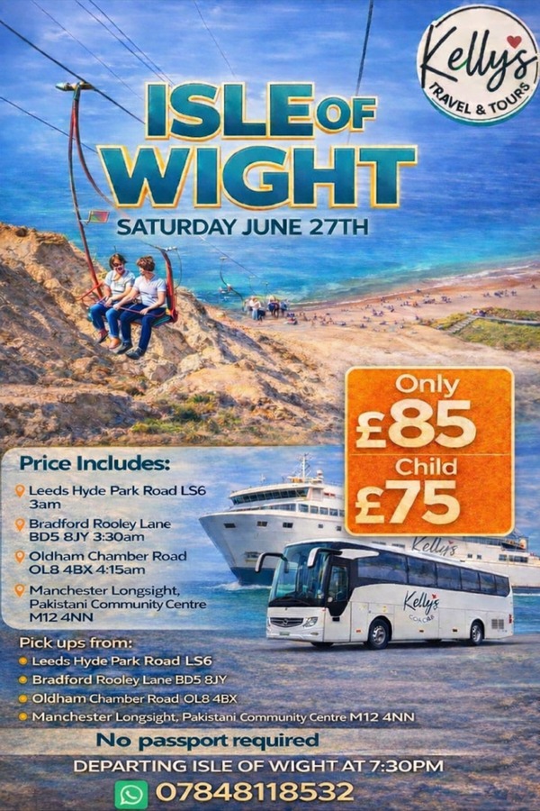 Isle of Wight 27th June Adult (Leeds, Bradford , Oldham and Manchester)