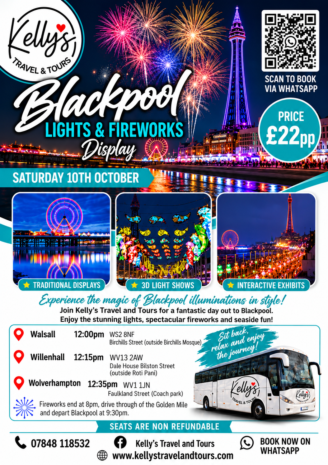 Blackpool Illuminations & Fireworks 10th October , Walsall, Willenhall & Wolverhampton