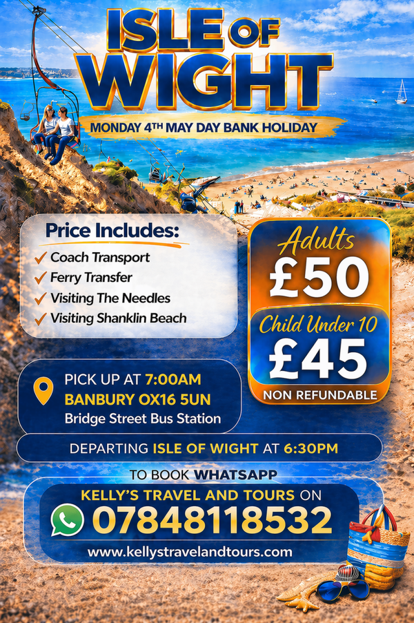 Isle of Wight trip Banbury 4th May  (Adult)