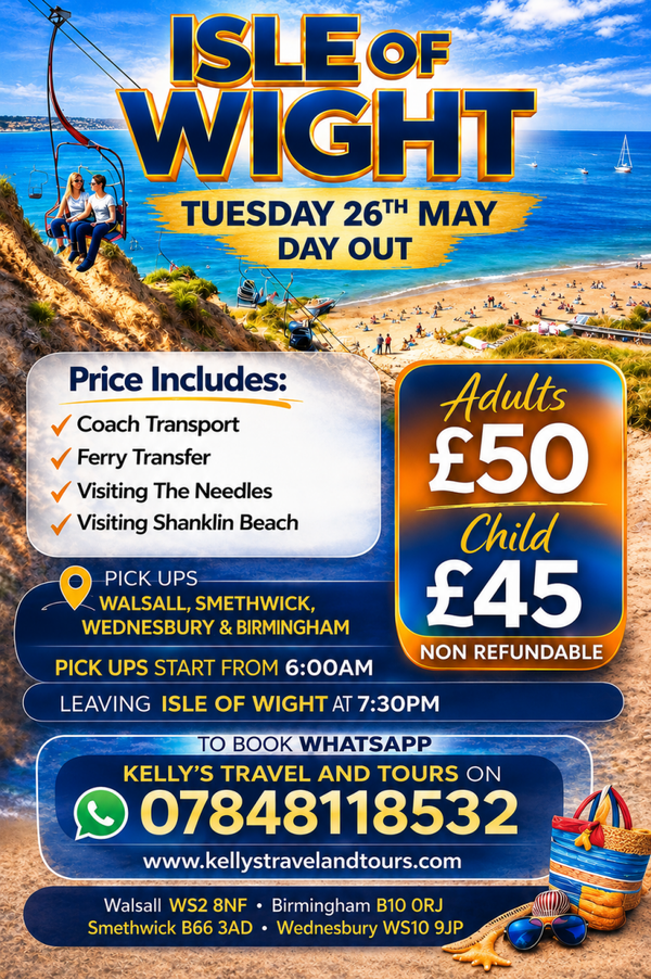 Isle of Wight trip Tuesday 26th May Adult